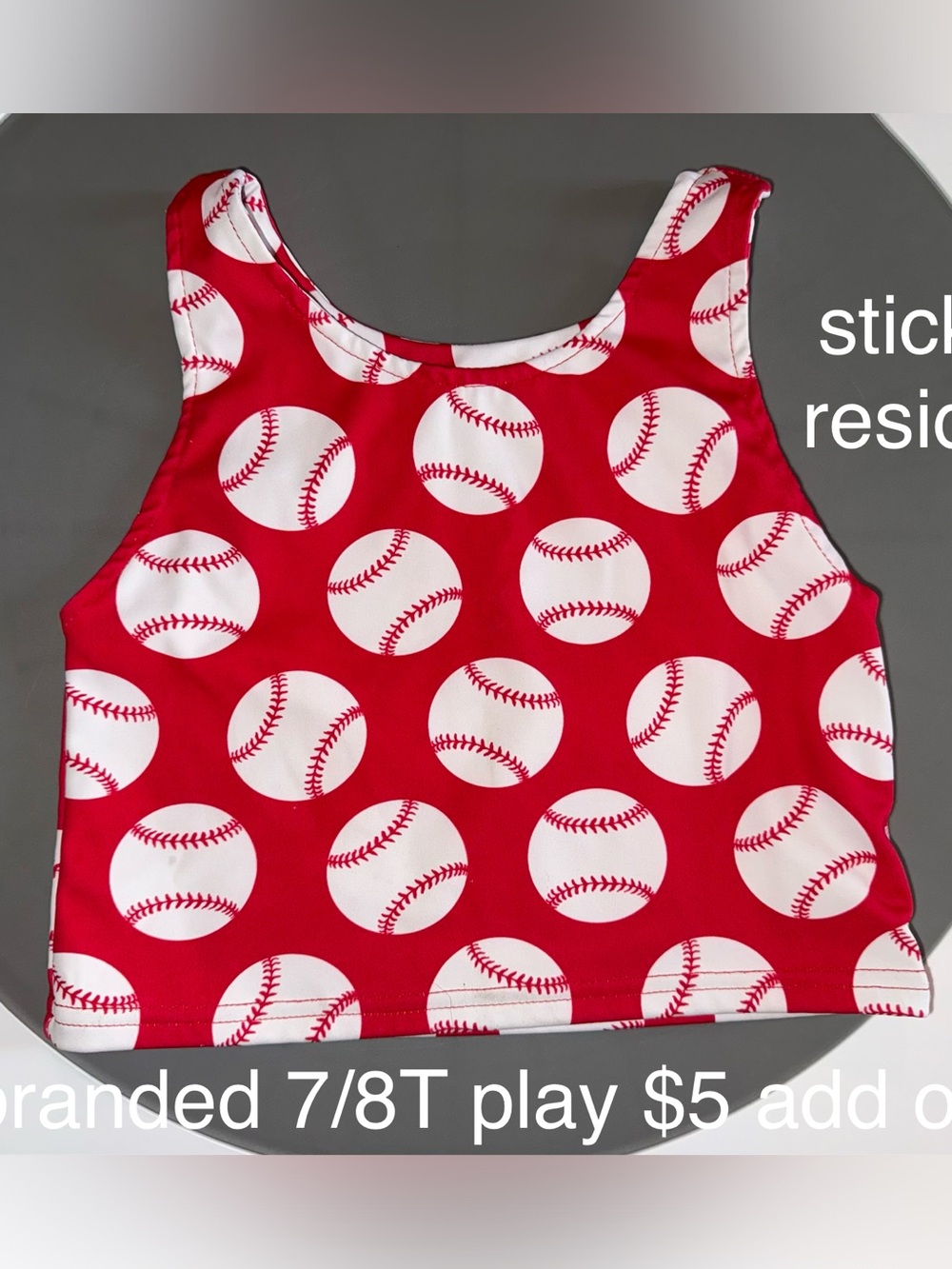 Red Baseball Print Athletic Style Cropped Tank Top